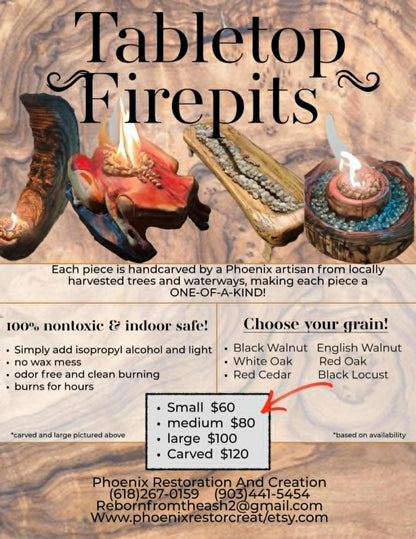 Tabletop Firepits by Phoenix Restoration and Creation